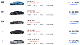 6月中大型轿车销量出炉