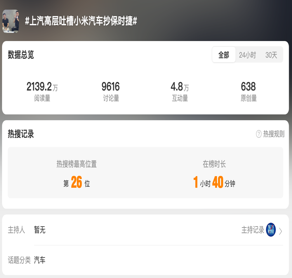 上汽高管吐槽小米“抄袭”：真不要脸！
