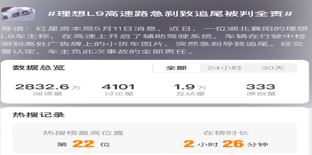 理想L9被传高速路突然刹停！官方回应