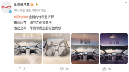 官宣!比亚迪海豹08内饰图发布
