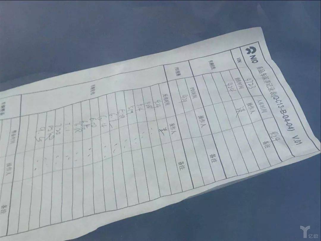 蔚来商品车保养记录表